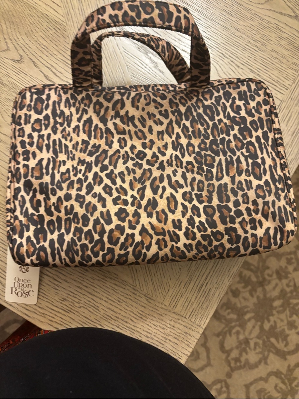 Leopard Print Carry-All Cosmetic Bag - Brown